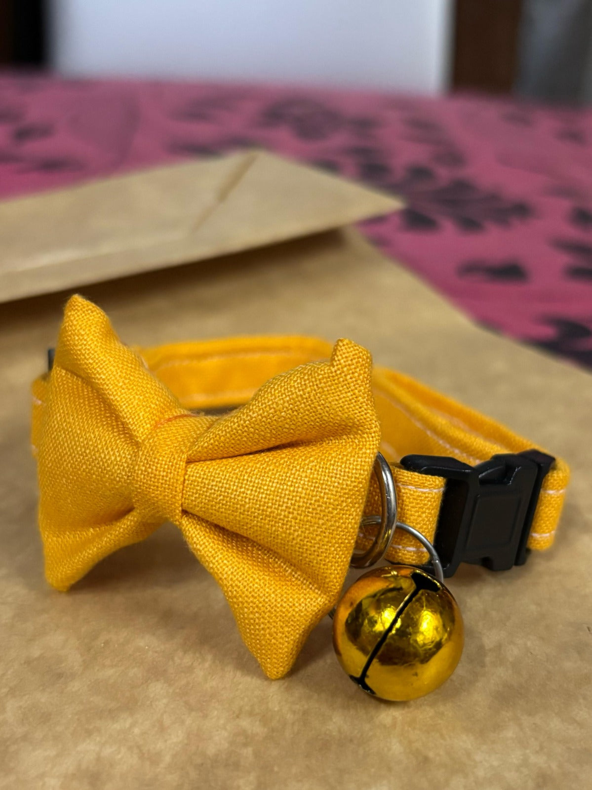 Yellow-Mews Handmade Cat collar with Bow